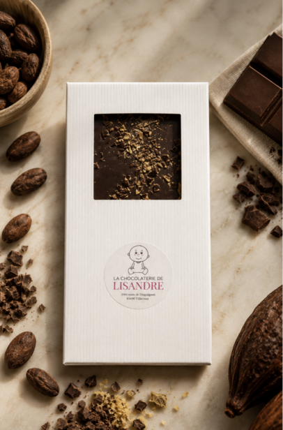 Tablette de chocolat noir 73 % au gingembre – Chocolat artisanal Grand Cru – 100 g