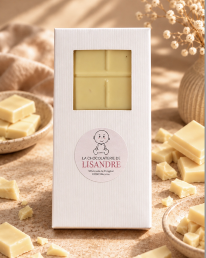 Tablette chocolat blanc 30 % – La Chocolaterie de Lisandre