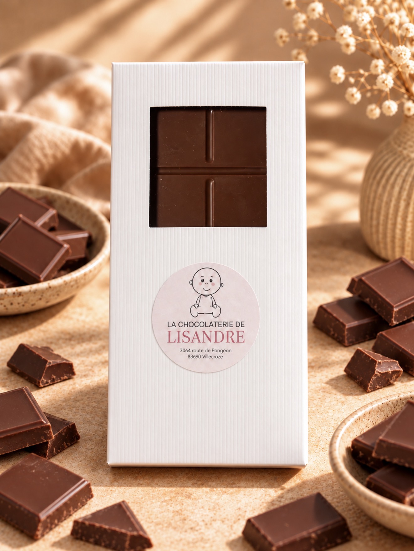 Tablette chocolat au lait 35 % 100 g – Chocolaterie de Lisandre