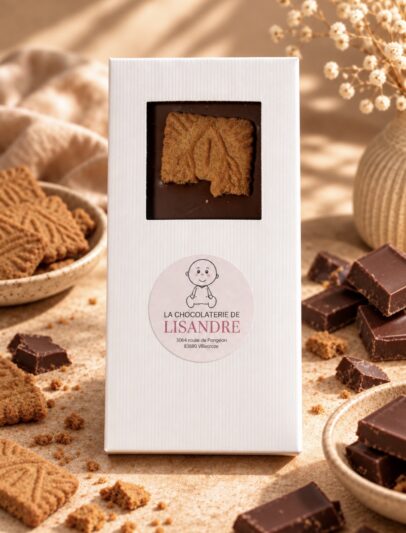 Tablette chocolat au lait 35 % spéculoos – La Chocolaterie de Lisandre
